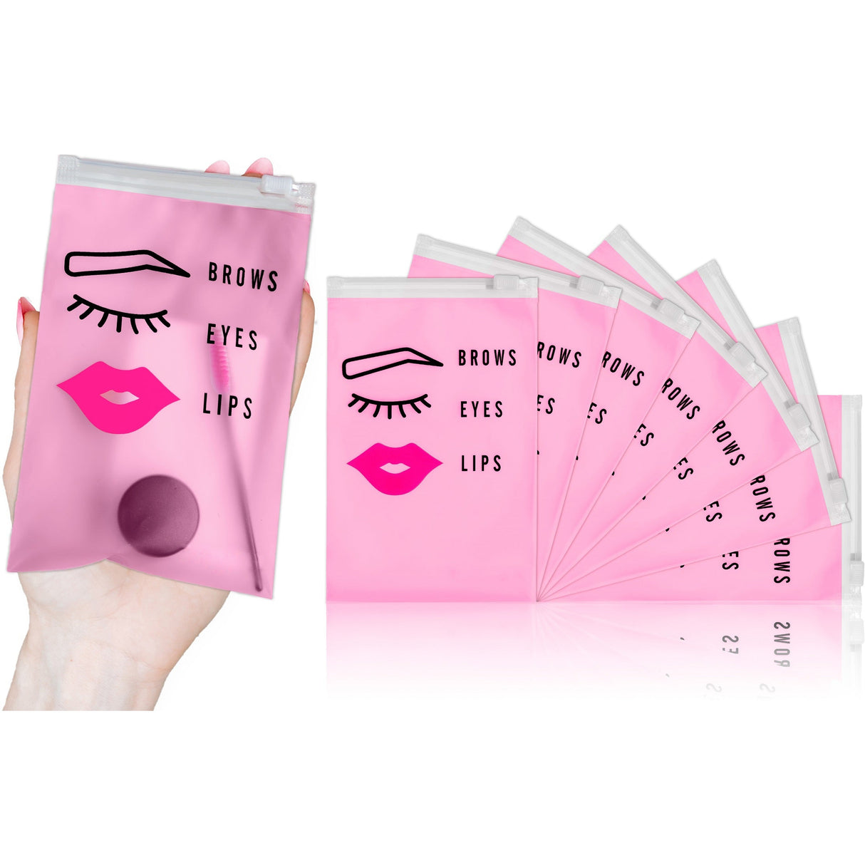 Brawna - 70 Pcs Pink Eyebrow Microblading Aftercare Bags - Size 4x6 in