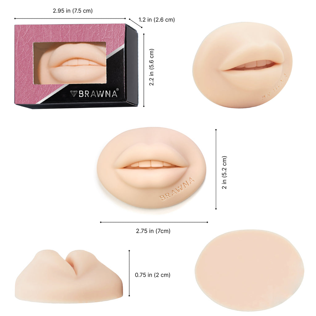 brawna pmu supplies, 3d lip blush practice skin , measurments